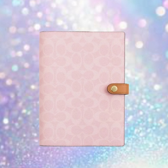 Coach powder pink Signature Canvas Notebook